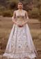 Powder Pink Lehenga Choli In Raw Silk With Colorful Resham And Cut Dana Embroidered Summertime Flowers And Mughal Motifs