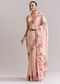 Powder Pink Satin Saree With Digital Florals And Hand Embroidery