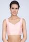 Powder Pink Blouse In Raw Silk With Sweet Heart Neck