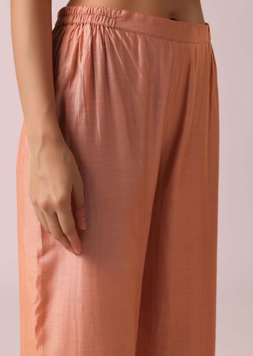 Powder Peach Chanderi Kurta And Pant Set