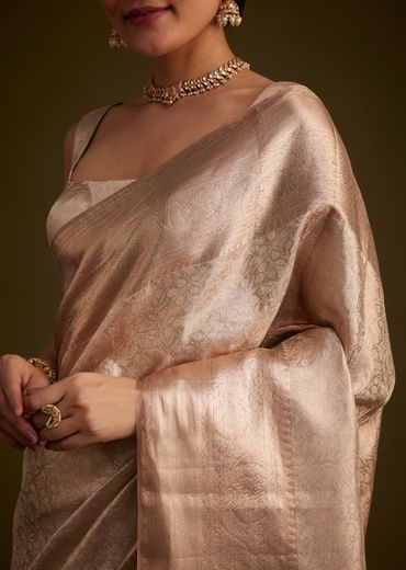 Powder Peach Kanjivaram Silk Saree