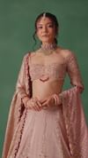 Pink Raw Silk Hand Work Lehenga Choli With Dupatta