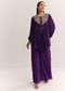 Purple Chinon Kaftan Kurta Set With Zardosi And Thread Work