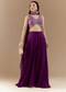 Purple Crop Top Pant Set with Bandhani Work