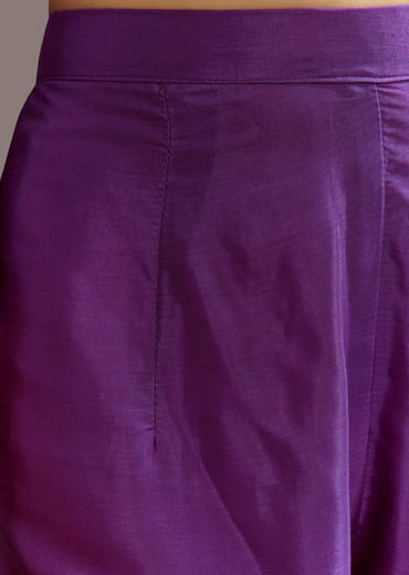 Purple Dola Silk Kurta Set With Bandhani Satin Dupatta