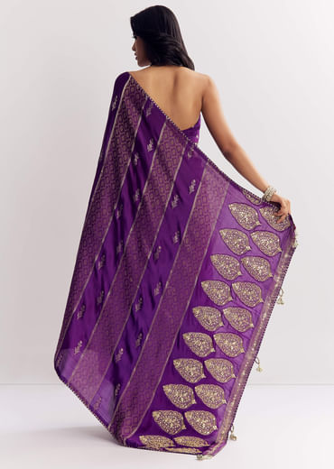 Purple Dola Silk Saree With Gota Patti Woven Motif