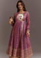 Purple Floral Printed Cotton Angrakha Style Jacket Kurta Set