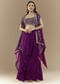 Purple Fusion Crop Top Skirt Set with Bandhani Cape