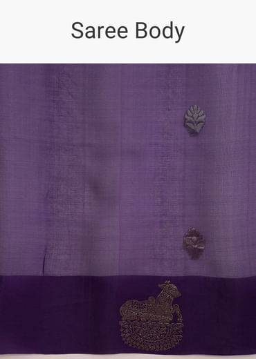 Purple Linen Woven Saree With Brocade And Zari Work