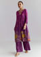 Purple Ombre Crepe Palazzo Suit With Floral Print