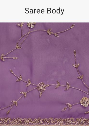 Purple Organza Tissue Saree With Sequins And Cutdana Jaal