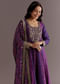 Purple Russian Silk Bandhani Anarkali Suit With Leheriya Dupatta
