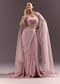 Purple Satin Indowestern Skirt With Fancy Net Blouse And Cape