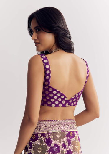 Purple Shaded Georgette Saree With Zari Jaal Work
