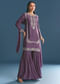 Purple Silk Sequin Work Kurta Sharara With Dupatta