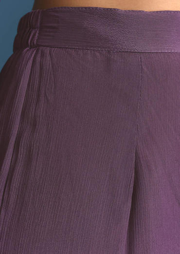Purple Silk Sequin Work Kurta Sharara With Dupatta