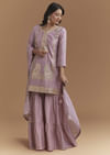 Purple Silk Sharara Suit With Intricate Gota Work