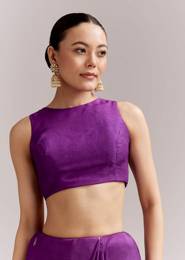 Purple Silk Woven Bandhani Saree With Zari Borders