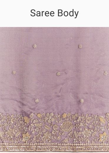 Purple Tissue Saree With Heavy Floral Embroidered Border