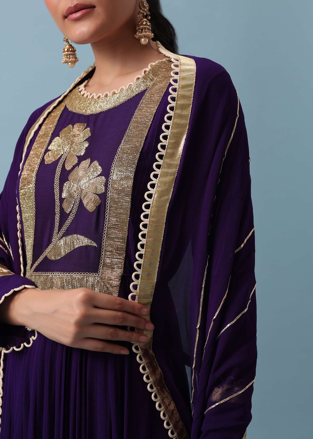 Purple Anarkali With Gota Work Dupatta
