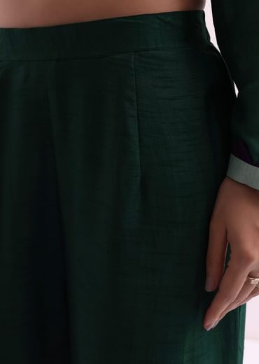Purple And Green Embroidered Kurta And Pant
