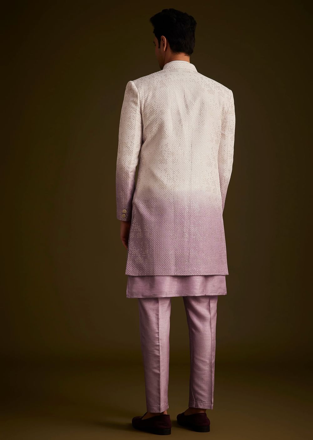 Purple and Lilac Ombre Sherwani With Embroidery