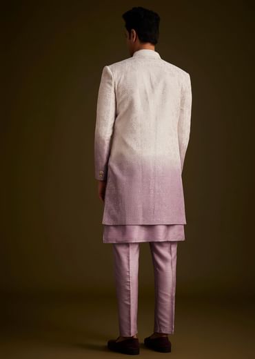 Purple and Lilac Ombre Sherwani With Embroidery