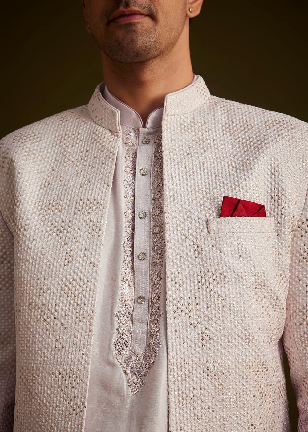 Purple and Lilac Ombre Sherwani With Embroidery