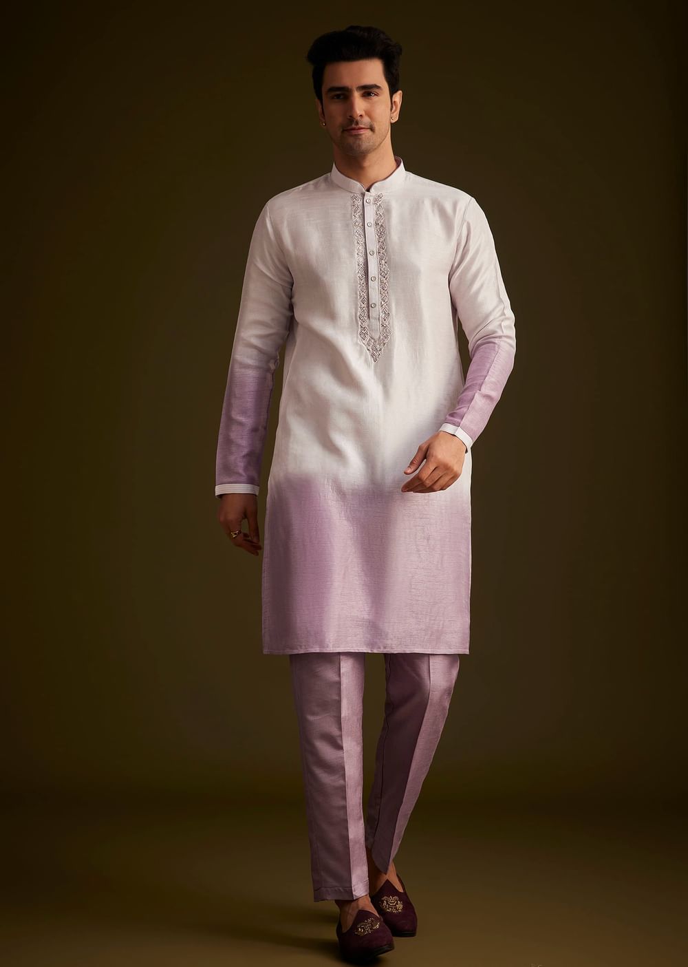 Purple and Lilac Ombre Sherwani With Embroidery