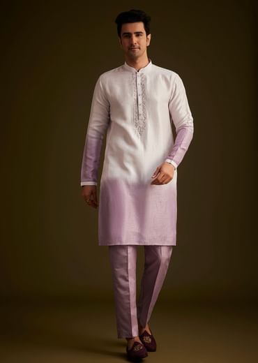 Purple and Lilac Ombre Sherwani With Embroidery