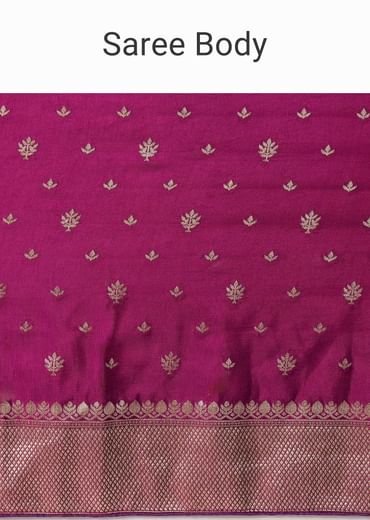Purple Banarasi Silk Handloom Saree With Woven Motifs And Unstitched Blouse Piece