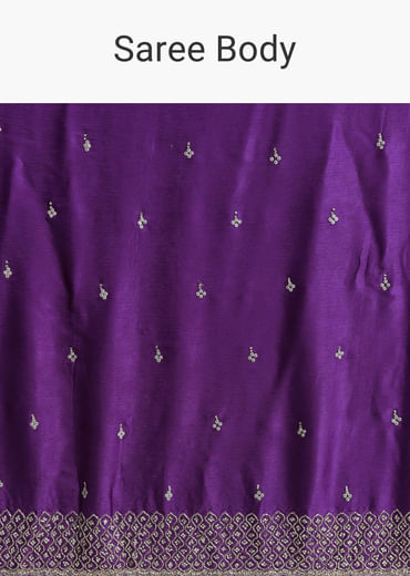 Purple Chinon Saree With Stone And Sequin Embroidery