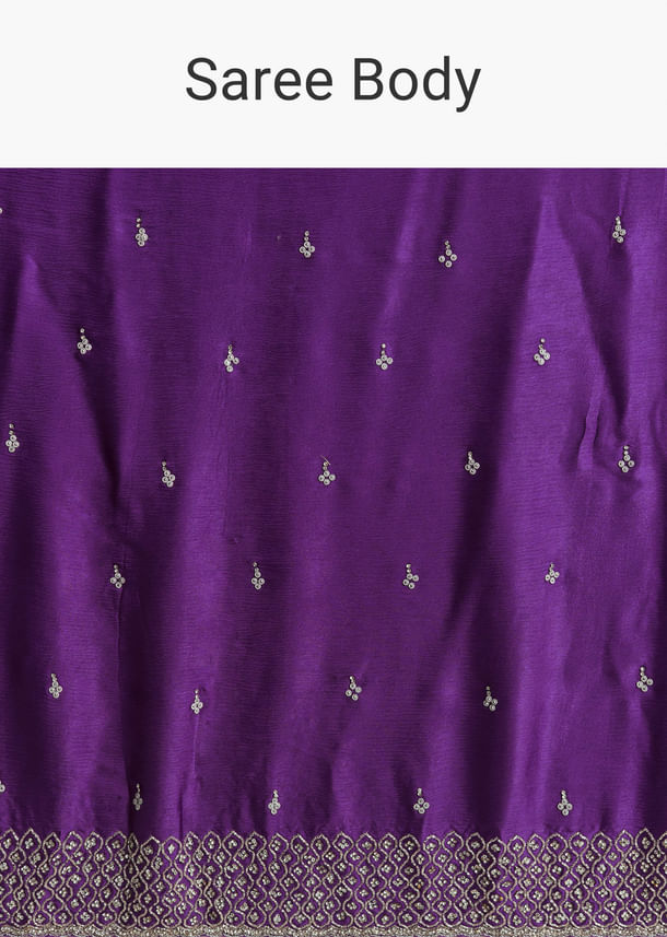 Purple Chinon Saree With Stone And Sequin Embroidery