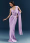 Purple Crepe Ready Pleated Saree With Heavy Embroidery