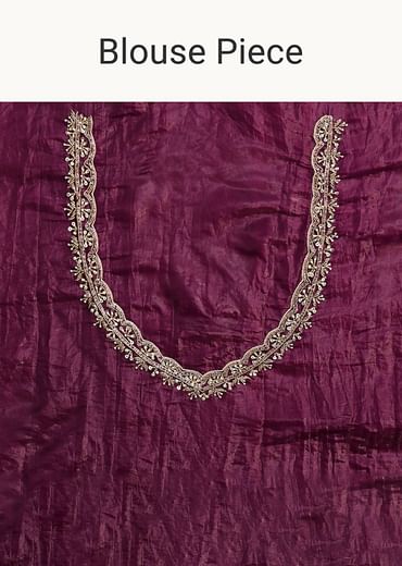Purple Crushed Tissue Saree With Sequin And Cutdana Embroidered Border