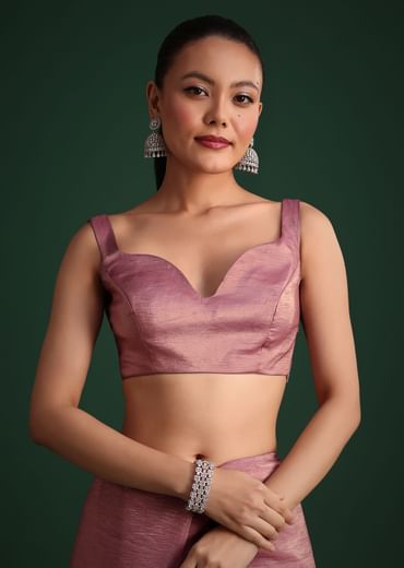 Purple Crushed Tissue Saree With Sequin Embellishments