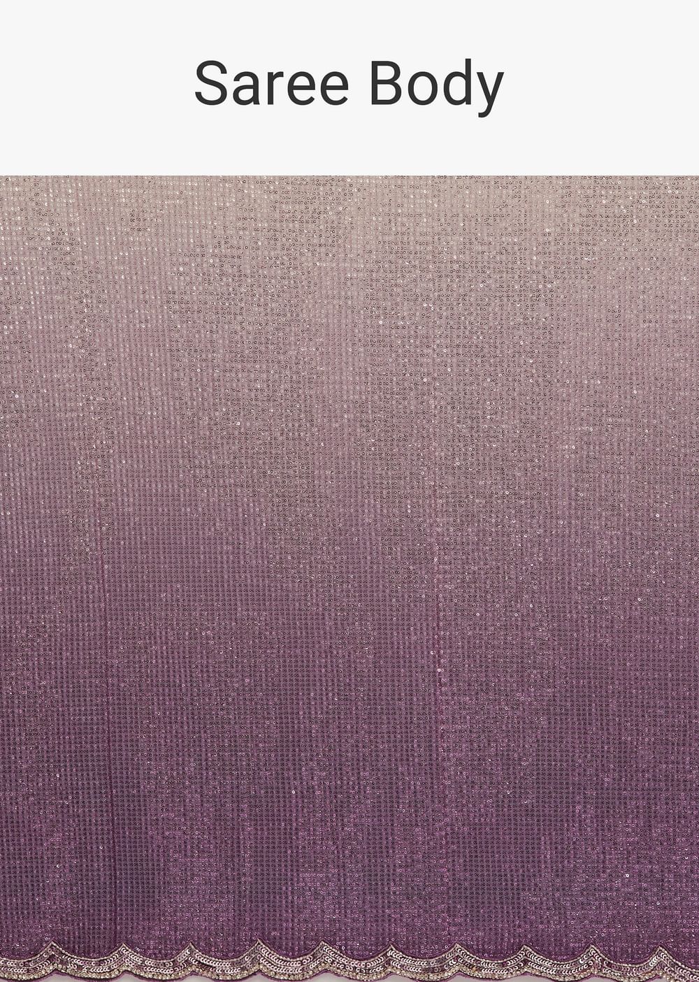 Purple Ombre Sequins Saree With Scallop Border
