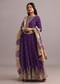 Purple Embroidered Anarkali With Floral Printed Organza Dupatta