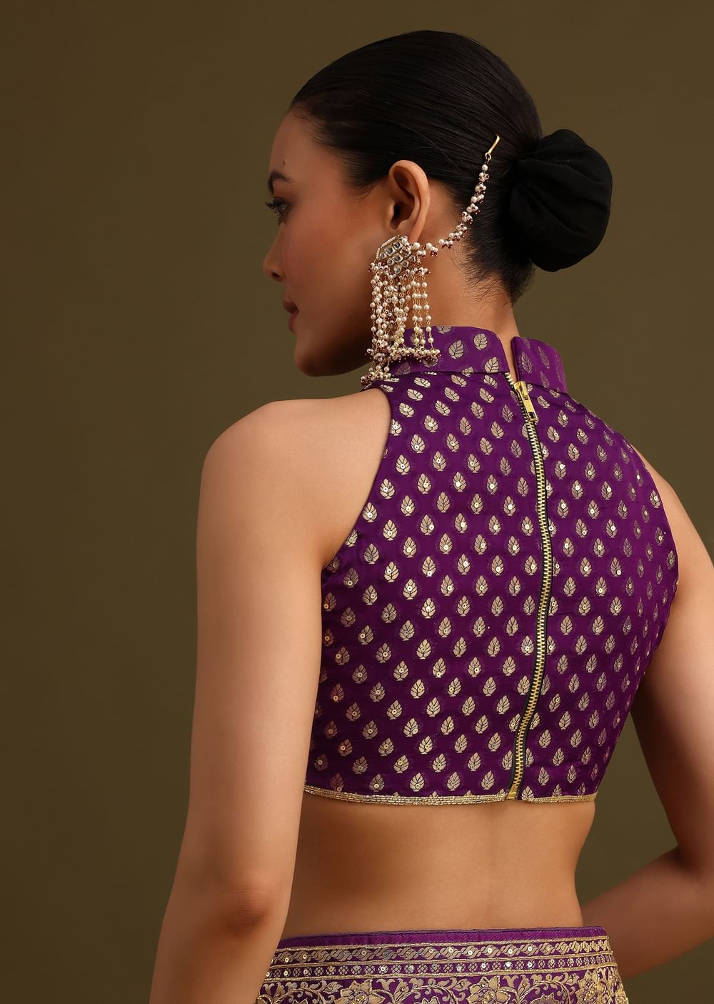 Purple Embroidered Saree With Zardosi And Cutdana Work