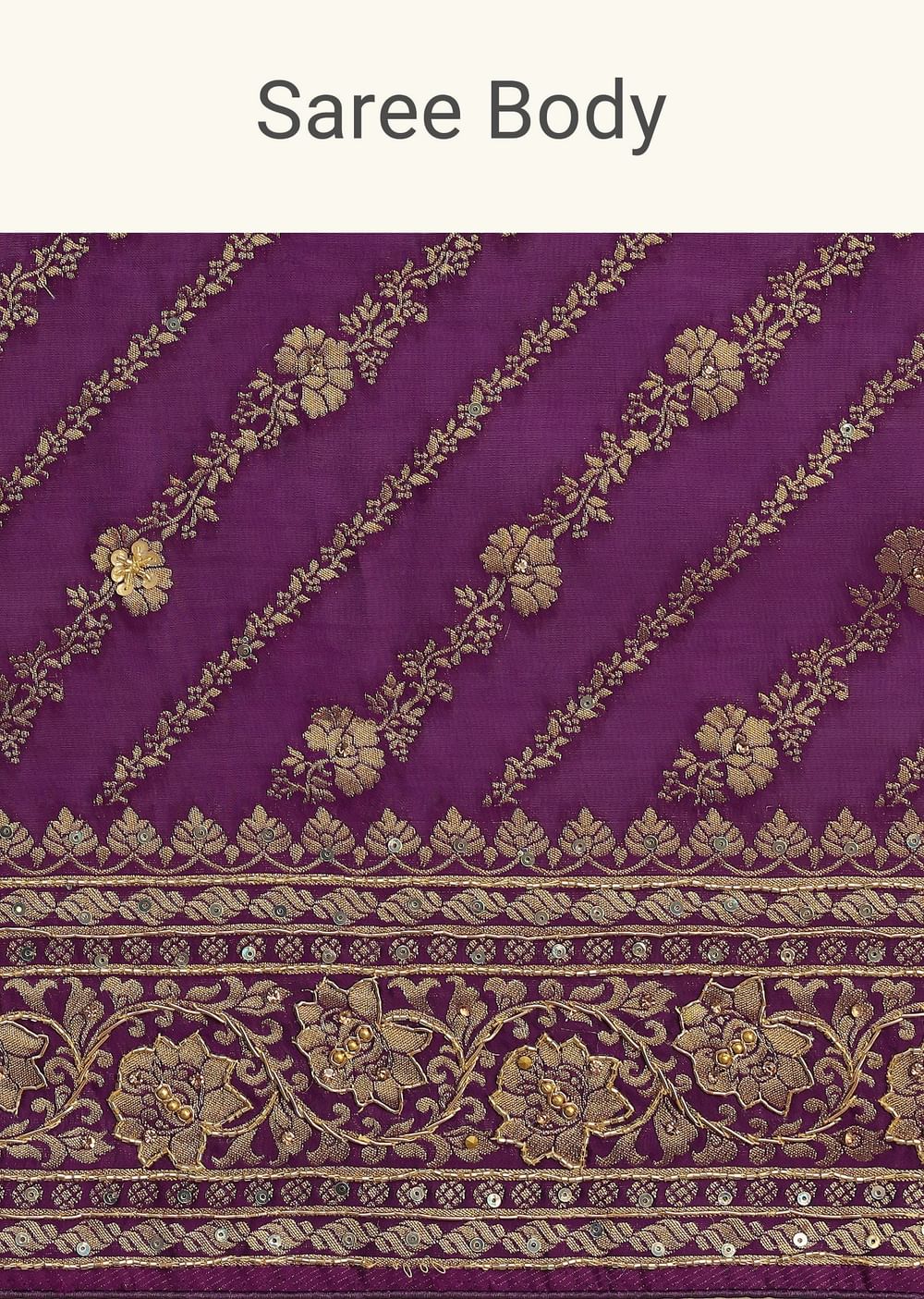 Purple Embroidered Saree With Zardosi And Cutdana Work