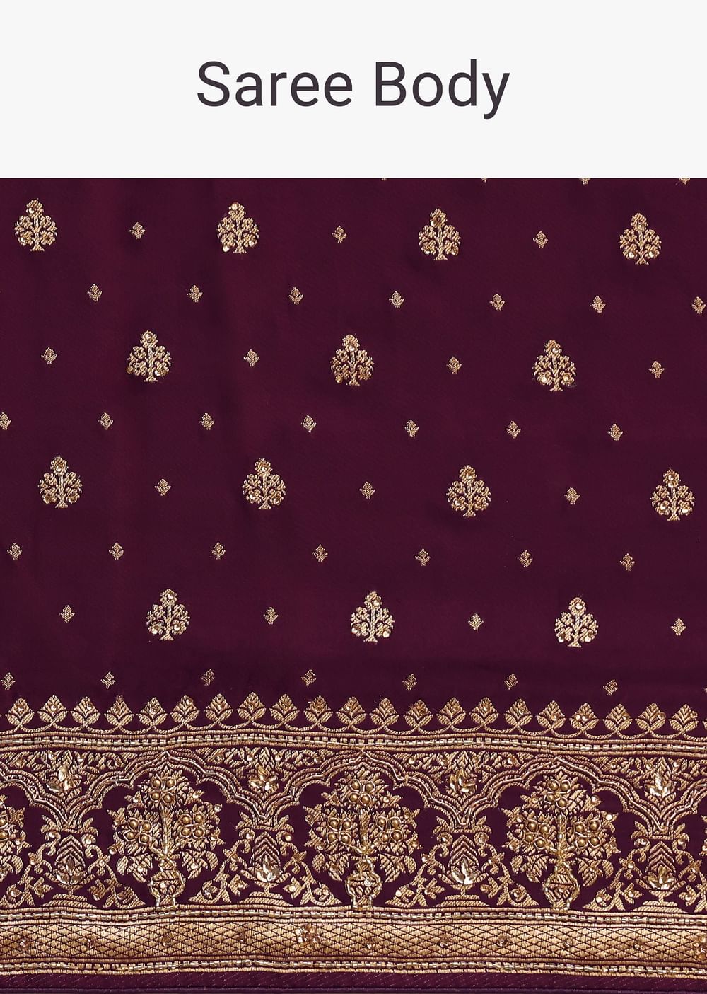Purple Embroidered Saree With Zardosi Work And Unstitched Blouse