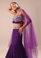 Purple Fishcut Skirt With Embroidered Blouse And Dupatta
