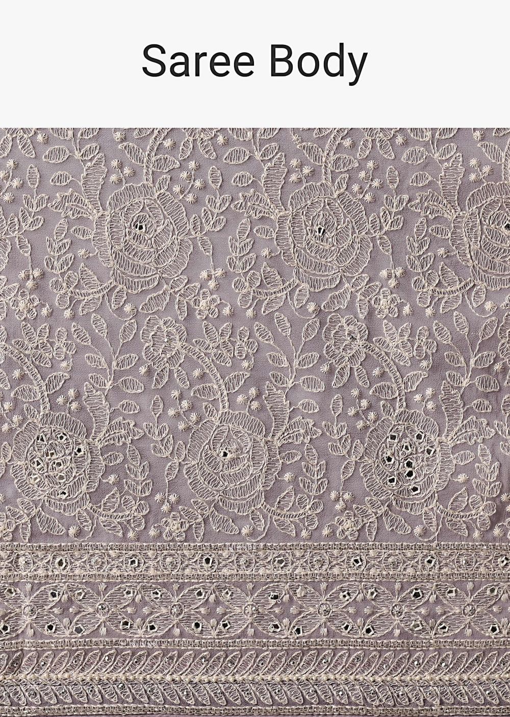 Purple Georgette Lucknowi Chikankari Sequin Saree With Unstitched Blouse Piece