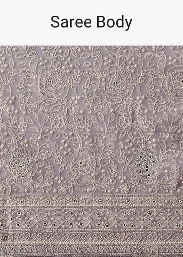 Purple Georgette Lucknowi Chikankari Sequin Saree With Unstitched Blouse Piece
