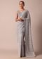 Purple Georgette Lucknowi Chikankari Sequin Saree With Unstitched Blouse Piece