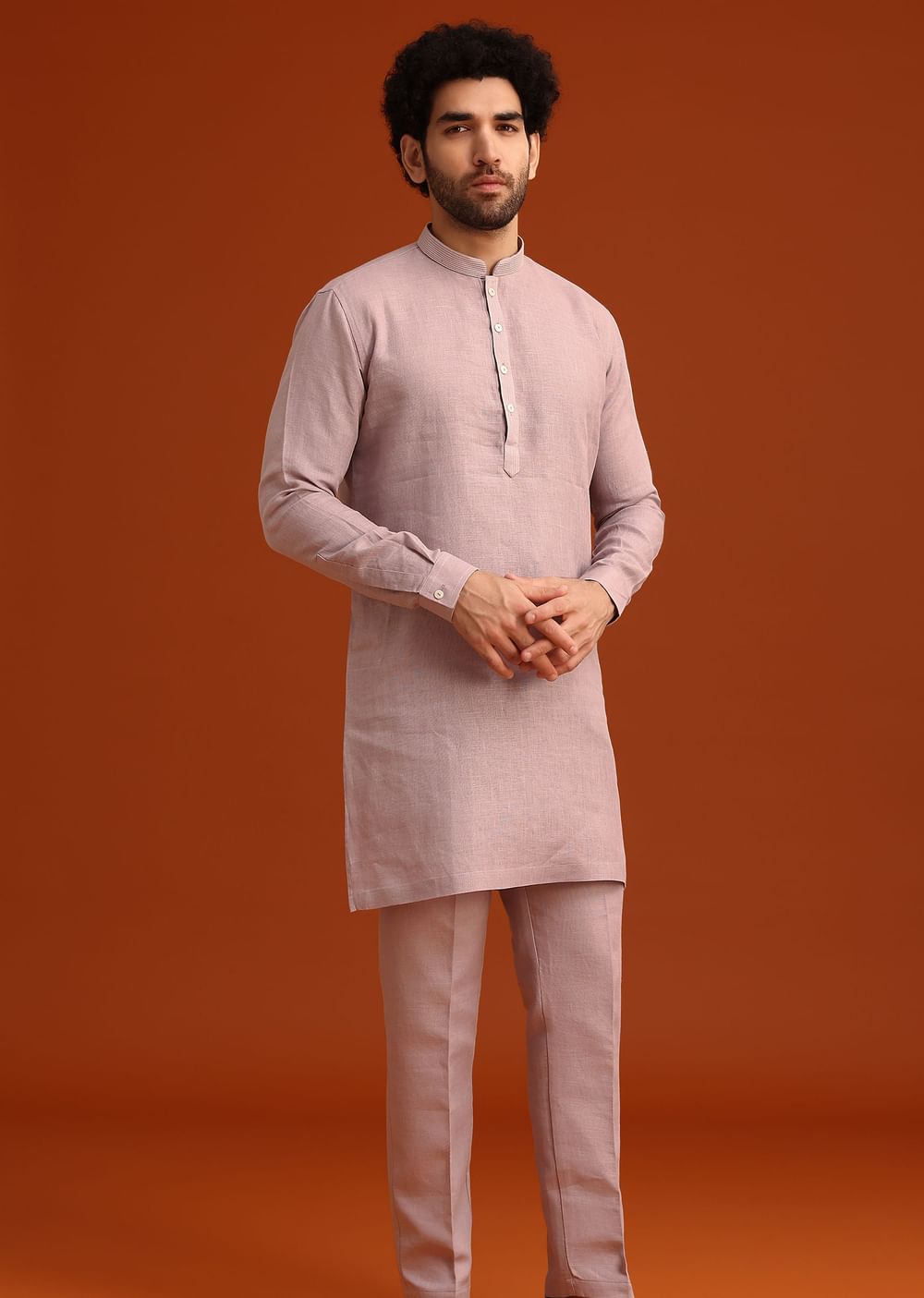 Purple Hand Embroidered Jacket And Kurta Set