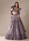 Purple Heavy Geometric Bridal Lehenga With Fancy Sleeves