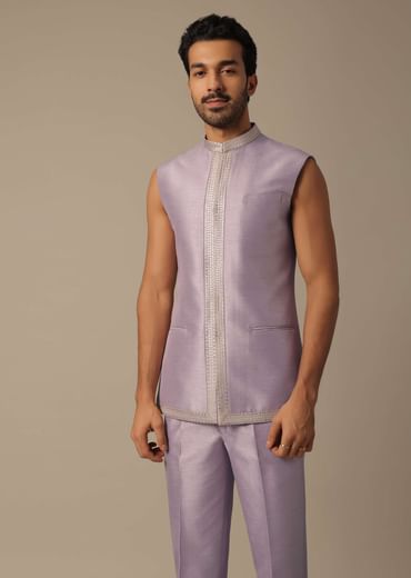 Purple Indowestern With Intricate Zari Embroidery