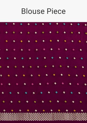 Purple Leaf woven Saree With Linear Pattern Accents