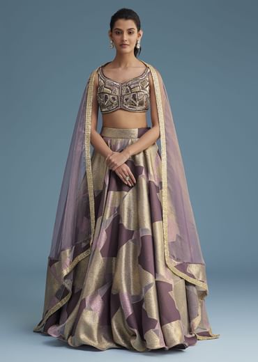 Purple Lurex Glitter Lehenga Set